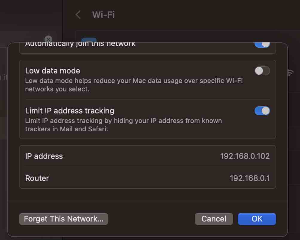 Know IP Address on macOS Ventura using System Settings